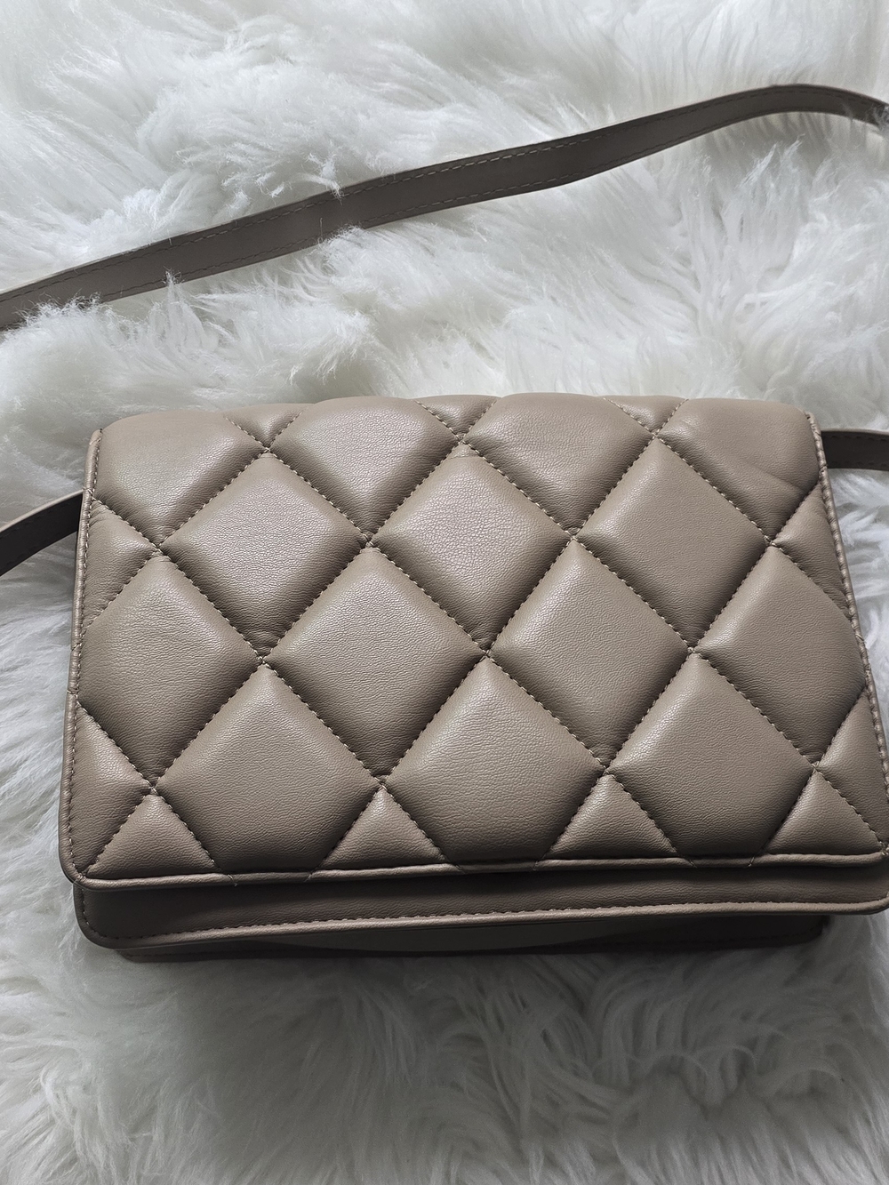 H&M Quilted Crossbody Bag in Taupe Beige